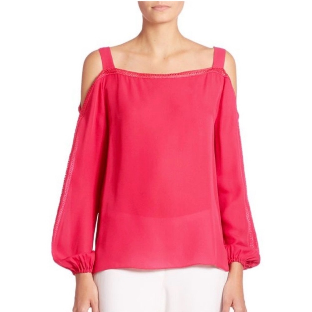 Elie Tahari Lindy Cold Shoulder
Blouse Top $278 XL (14-16) SILK